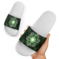 New Zealand Matariki Tupuarangi Slide Sandals Maori Moko Green Galaxy LT05 - Polynesian Pride