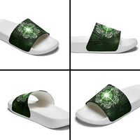 New Zealand Matariki Tupuarangi Slide Sandals Maori Moko Green Galaxy LT05 - Polynesian Pride