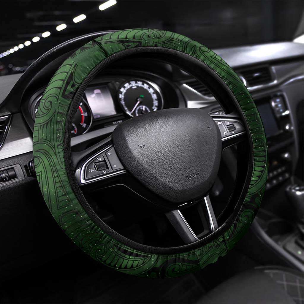 New Zealand Matariki Tupuarangi Steering Wheel Cover Maori Moko Green Galaxy LT05 Universal Fit Green - Polynesian Pride