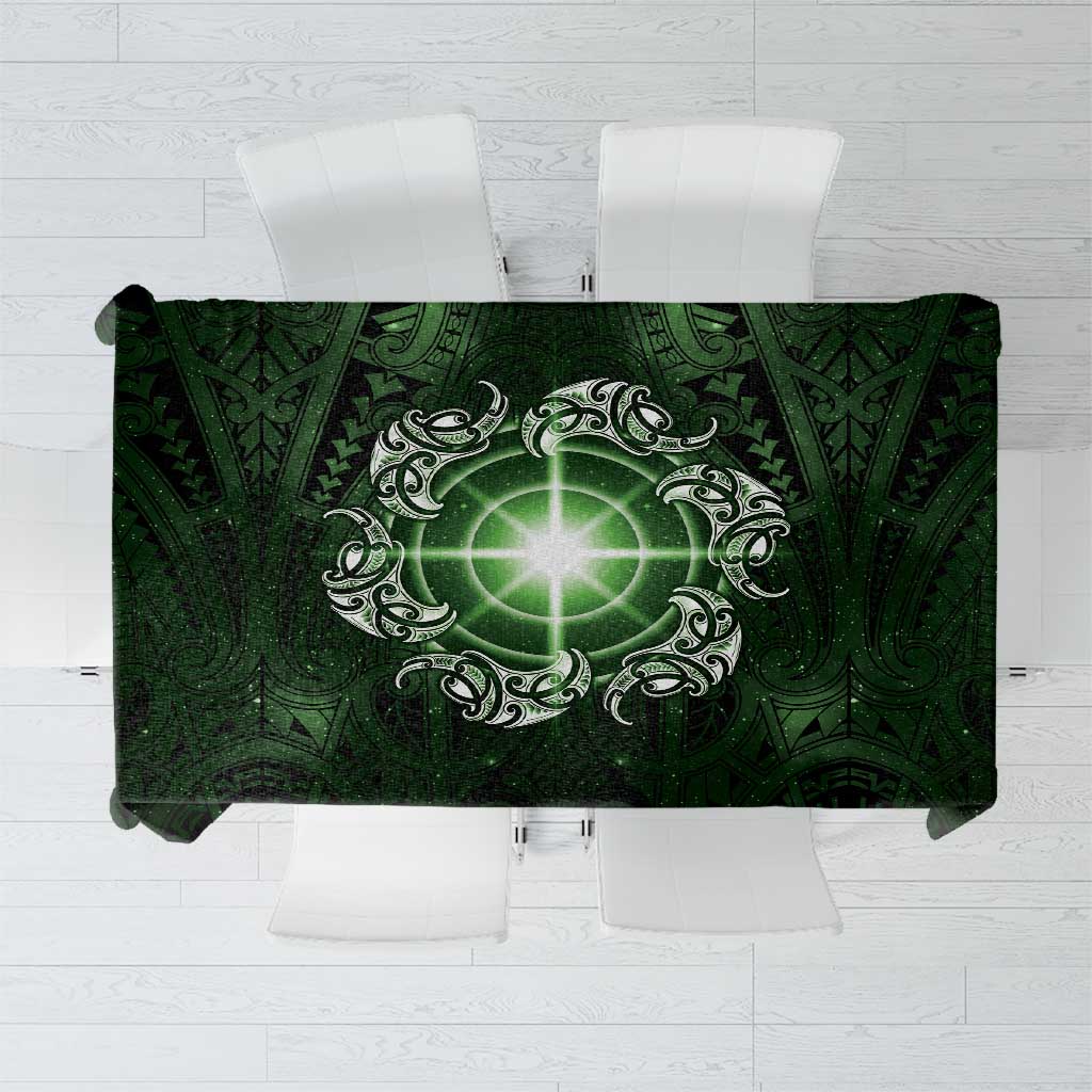 New Zealand Matariki Tupuarangi Tablecloth Maori Moko Green Galaxy