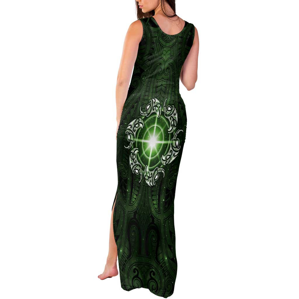 New Zealand Matariki Tupuarangi Tank Maxi Dress Maori Moko Green Galaxy LT05 - Polynesian Pride