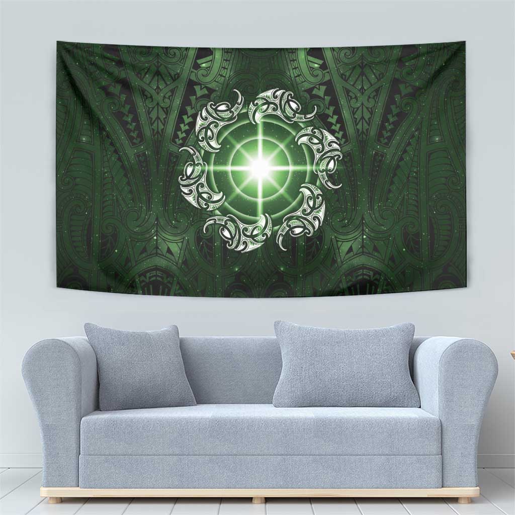New Zealand Matariki Tupuarangi Tapestry Maori Moko Green Galaxy