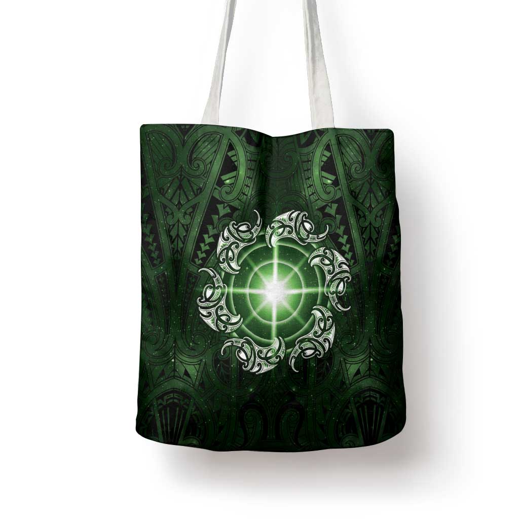 New Zealand Matariki Tupuarangi Tote Bag Maori Moko Green Galaxy LT05 - Polynesian Pride