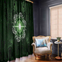 New Zealand Matariki Tupuarangi Window Curtain Maori Moko Green Galaxy
