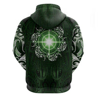 New Zealand Matariki Tupuarangi Zip Hoodie Maori Moko Green Galaxy LT05 - Polynesian Pride