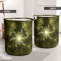 New Zealand Matariki Hiwaiterangi Laundry Basket Maori Moko Yellow Galaxy LT05 - Polynesian Pride