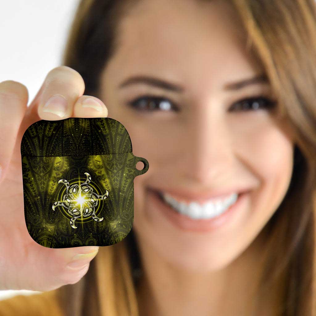 New Zealand Matariki Hiwaiterangi AirPods Case Maori Moko Yellow Galaxy LT05 - Polynesian Pride