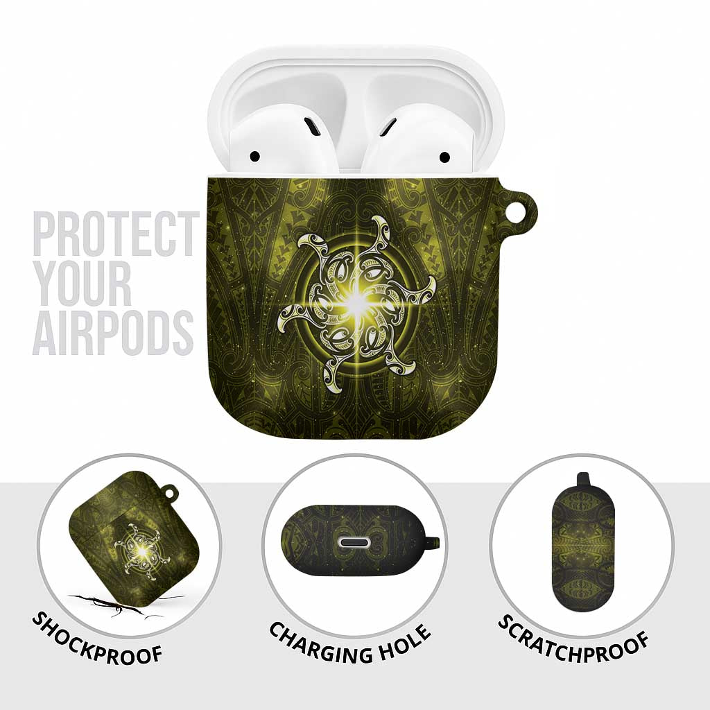 New Zealand Matariki Hiwaiterangi AirPods Case Maori Moko Yellow Galaxy LT05 - Polynesian Pride