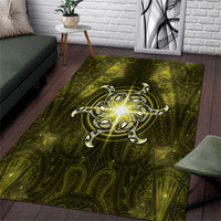 New Zealand Matariki Hiwaiterangi Area Rug Maori Moko Yellow Galaxy LT05 Yellow - Polynesian Pride