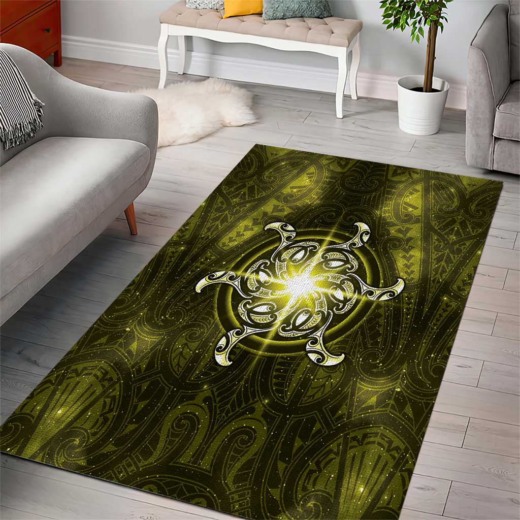 New Zealand Matariki Hiwaiterangi Area Rug Maori Moko Yellow Galaxy LT05 - Polynesian Pride