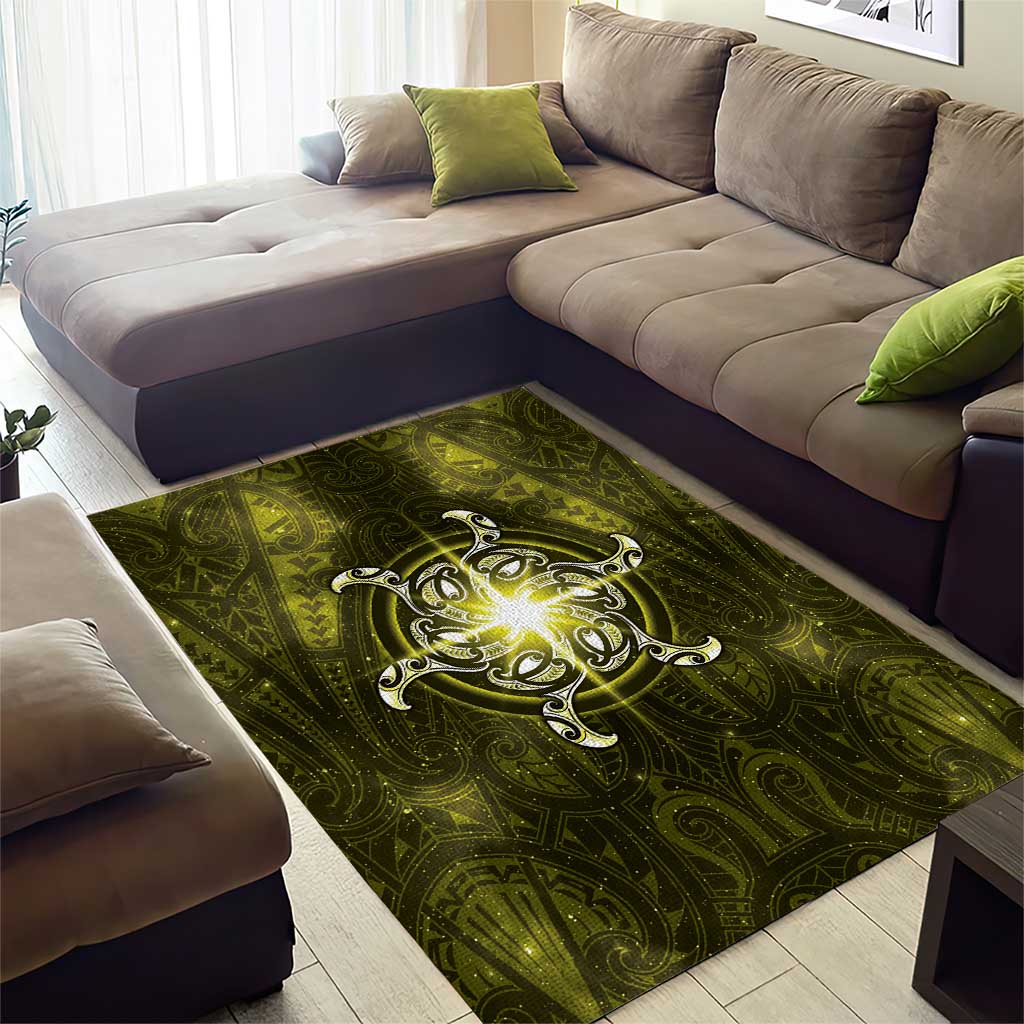 New Zealand Matariki Hiwaiterangi Area Rug Maori Moko Yellow Galaxy LT05 - Polynesian Pride