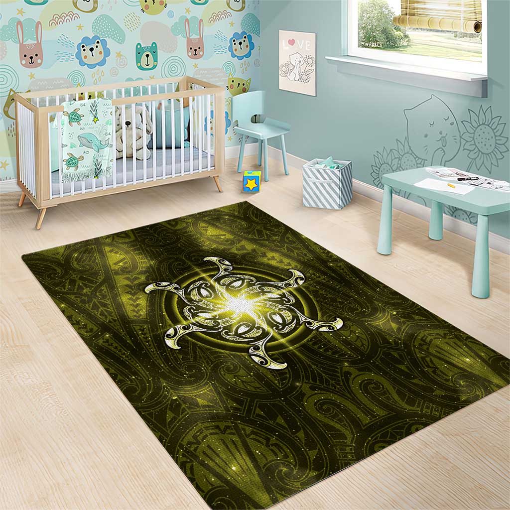New Zealand Matariki Hiwaiterangi Area Rug Maori Moko Yellow Galaxy LT05 - Polynesian Pride