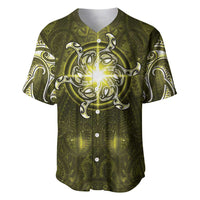 New Zealand Matariki Hiwaiterangi Baseball Jersey Maori Moko Yellow Galaxy LT05 Yellow - Polynesian Pride