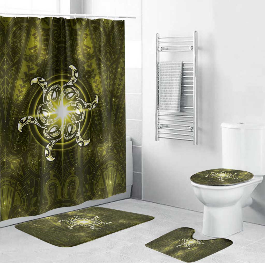 New Zealand Matariki Hiwaiterangi Bathroom Set Maori Moko Yellow Galaxy LT05 Bathroom Set (4 pcs) Yellow - Polynesian Pride