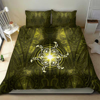 New Zealand Matariki Hiwaiterangi Bedding Set Maori Moko Yellow Galaxy