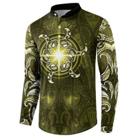 New Zealand Matariki Hiwaiterangi Button Sweatshirt Maori Moko Yellow Galaxy
