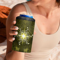 New Zealand Matariki Hiwaiterangi 4 in 1 Can Cooler Tumbler Maori Moko Yellow Galaxy LT05 - Polynesian Pride