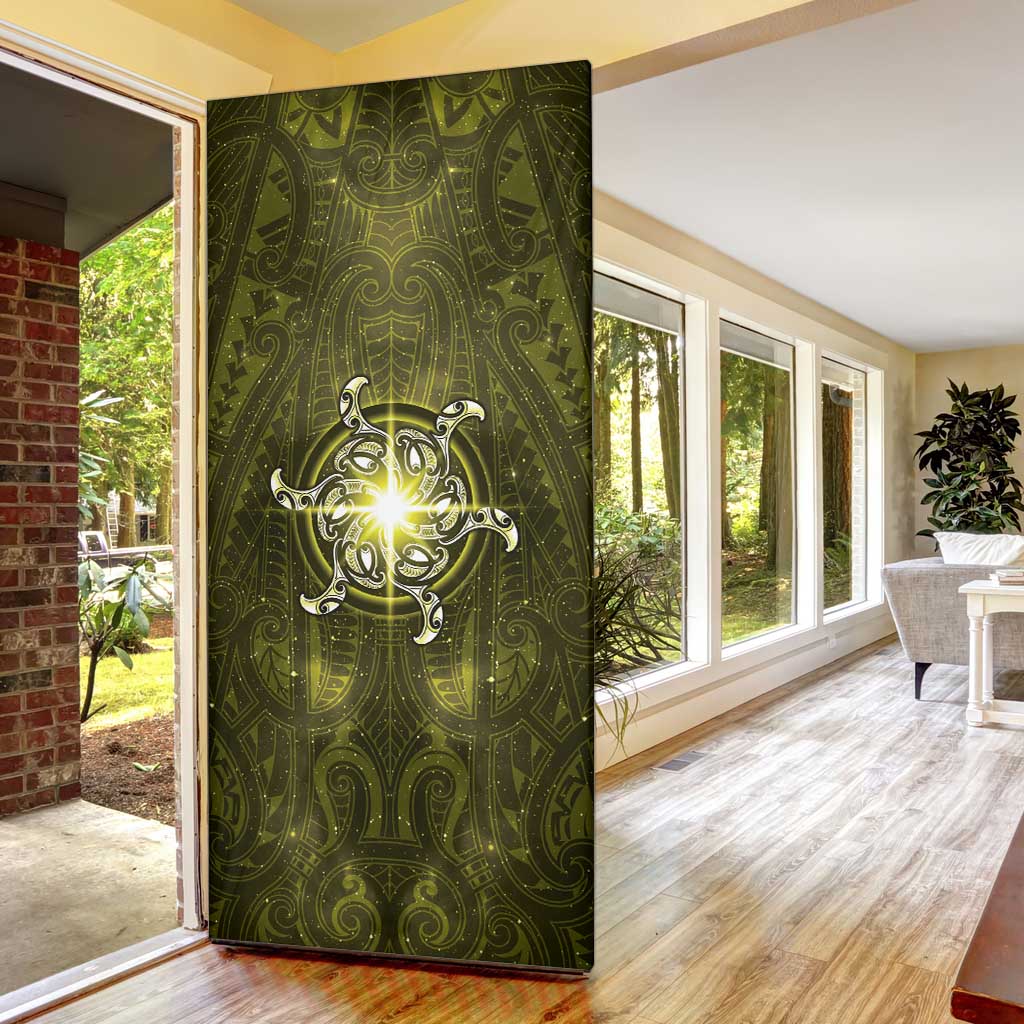 New Zealand Matariki Hiwaiterangi Door Cover Maori Moko Yellow Galaxy LT05 - Polynesian Pride