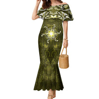 New Zealand Matariki Hiwaiterangi Family Matching Mermaid Dress and Hawaiian Shirt Maori Moko Yellow Galaxy LT05 Mom's Dress Yellow - Polynesian Pride