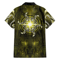 New Zealand Matariki Hiwaiterangi Family Matching Tank Maxi Dress and Hawaiian Shirt Maori Moko Yellow Galaxy LT05 - Polynesian Pride