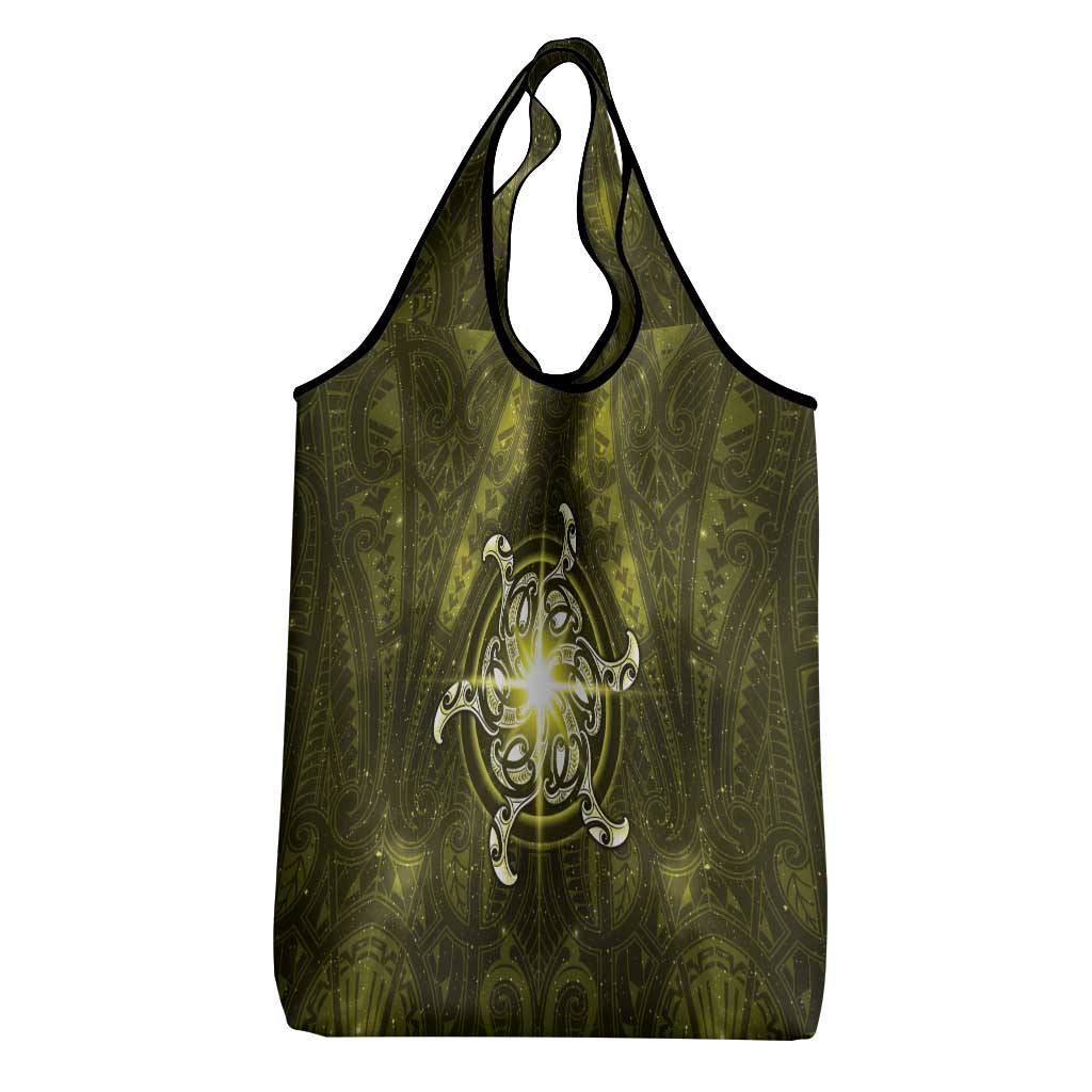 New Zealand Matariki Hiwaiterangi Grocery Bag Maori Moko Yellow Galaxy LT05 - Polynesian Pride