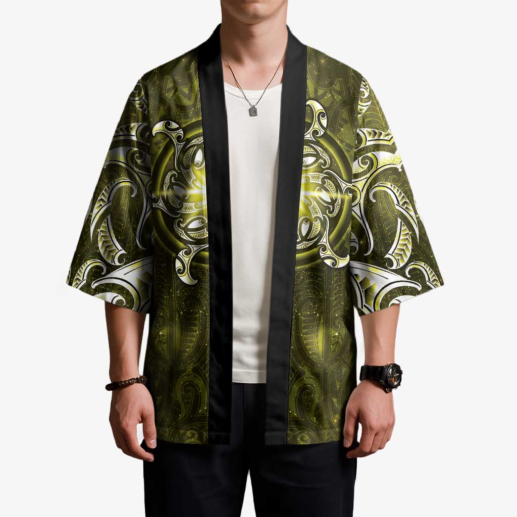 New Zealand Matariki Hiwaiterangi Kimono Maori Moko Yellow Galaxy LT05 - Polynesian Pride