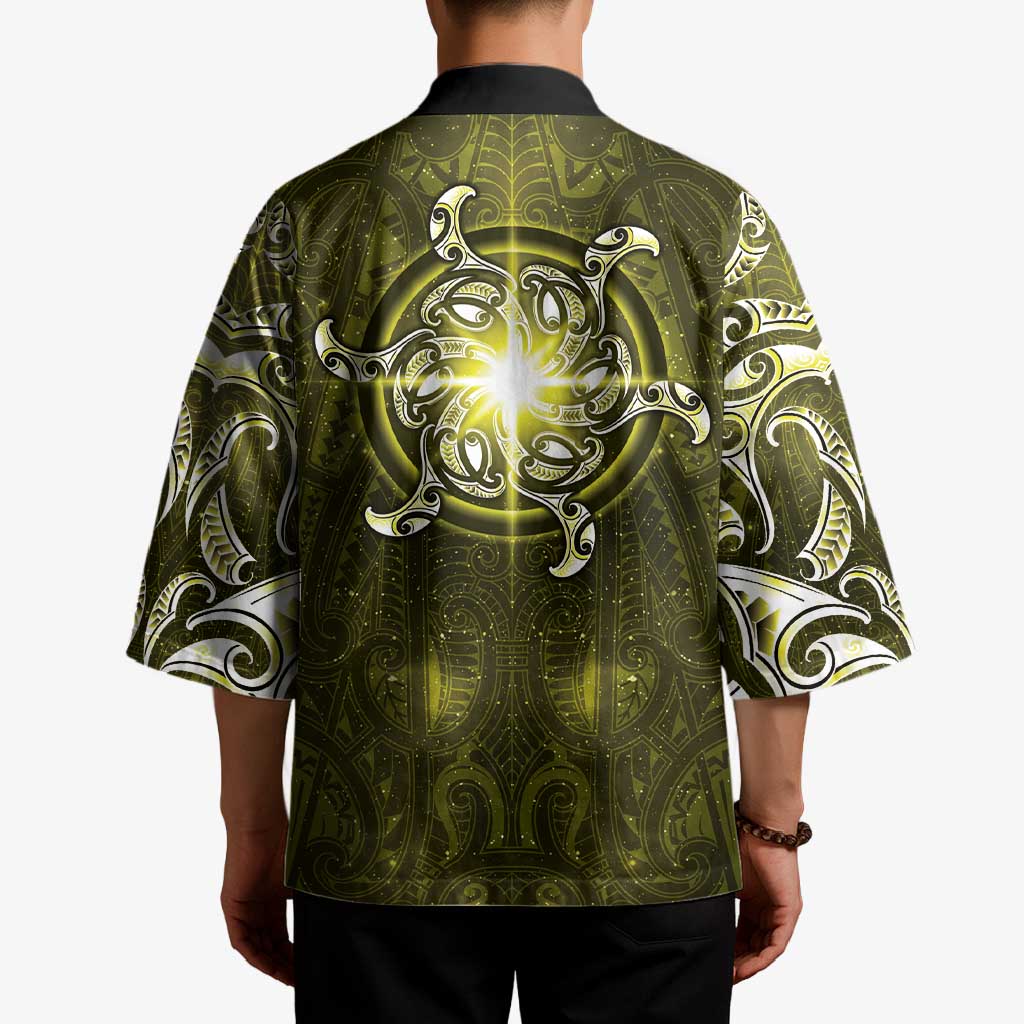 New Zealand Matariki Hiwaiterangi Kimono Maori Moko Yellow Galaxy LT05 - Polynesian Pride