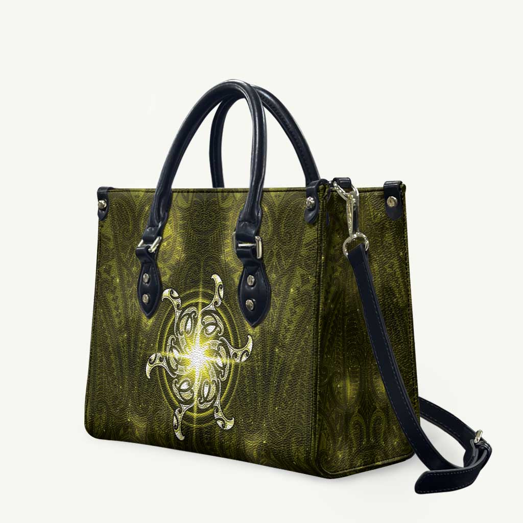 New Zealand Matariki Hiwaiterangi Leather Bag Maori Moko Yellow Galaxy LT05 Yellow - Polynesian Pride