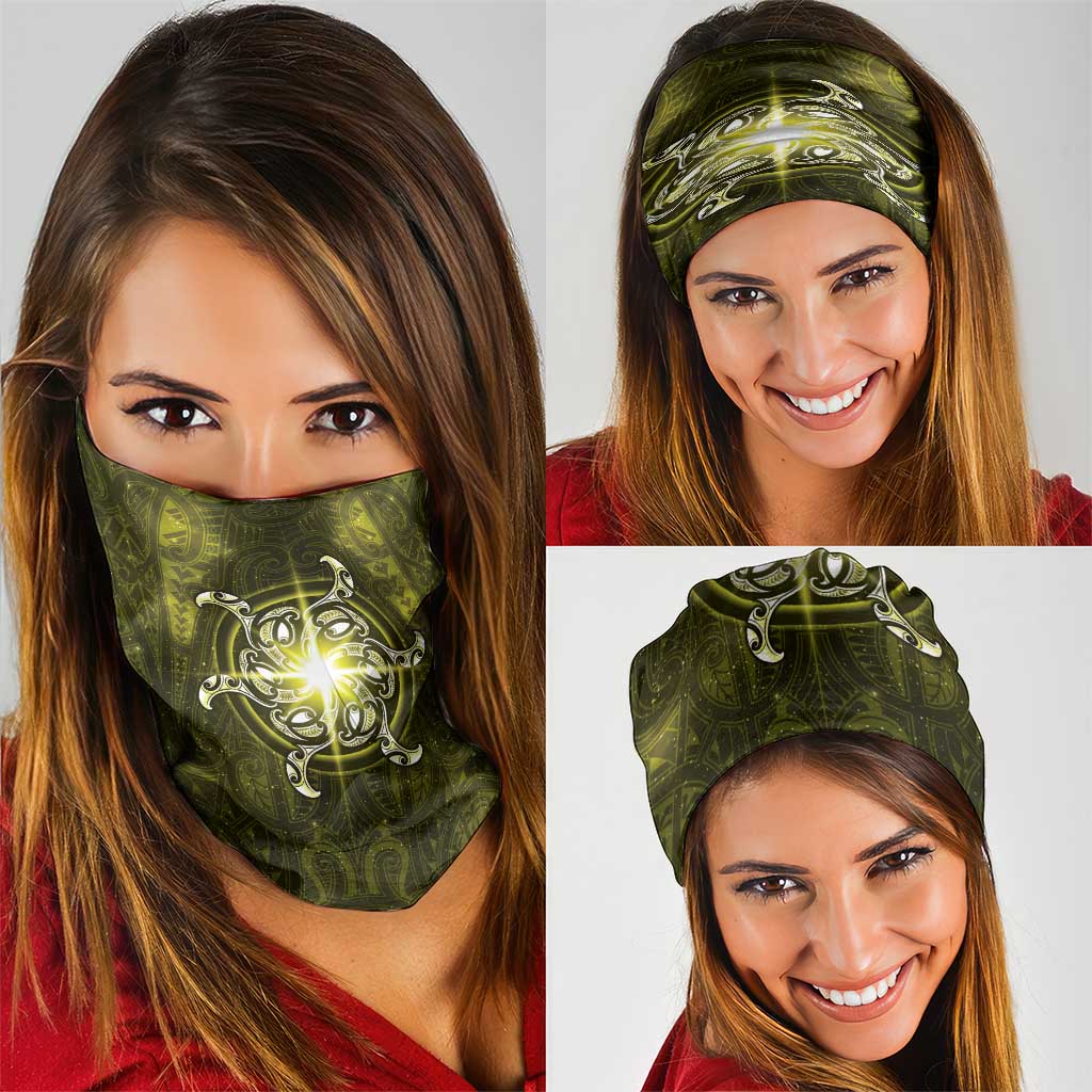 New Zealand Matariki Hiwaiterangi Neck Gaiter Maori Moko Yellow Galaxy LT05 - Polynesian Pride
