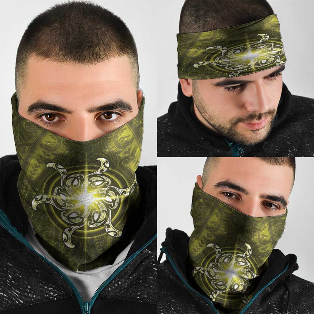 New Zealand Matariki Hiwaiterangi Neck Gaiter Maori Moko Yellow Galaxy LT05 - Polynesian Pride