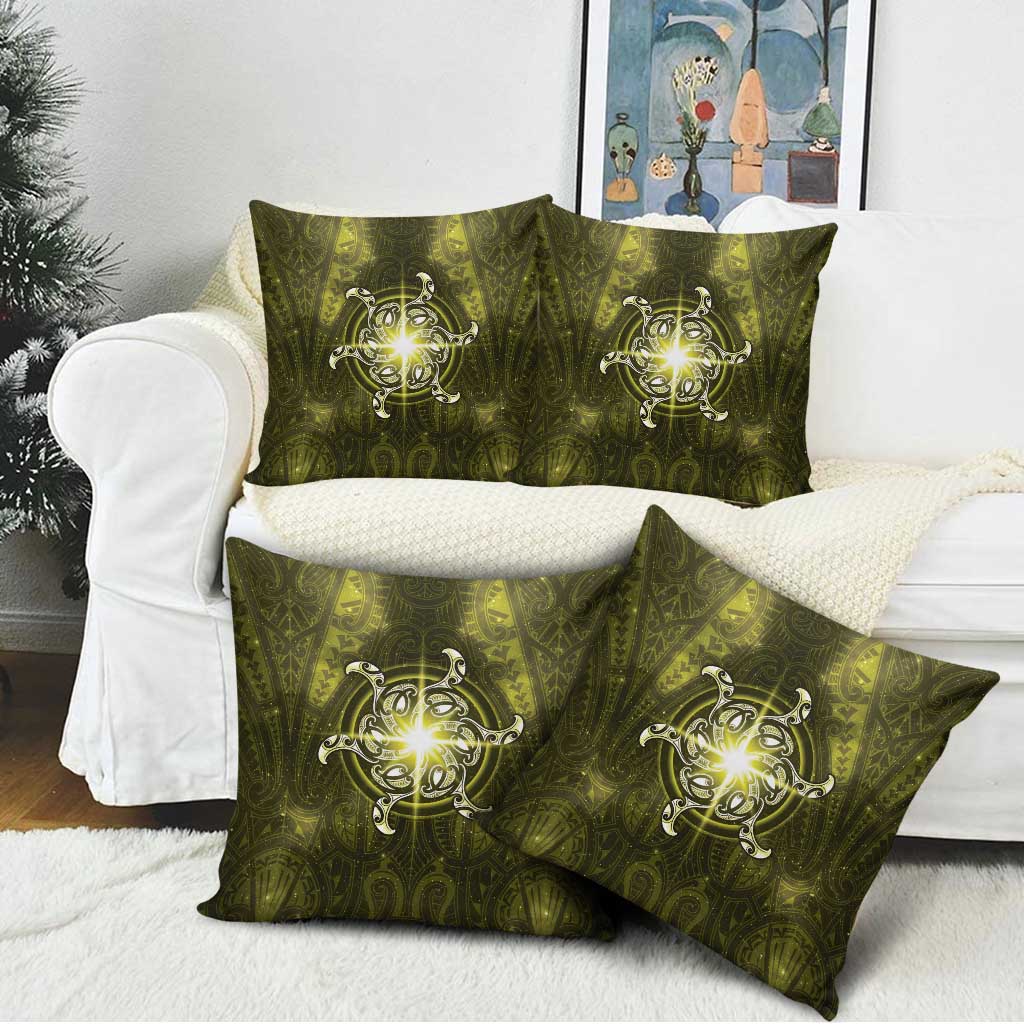 New Zealand Matariki Hiwaiterangi Pillow Cover Maori Moko Yellow Galaxy LT05 - Polynesian Pride