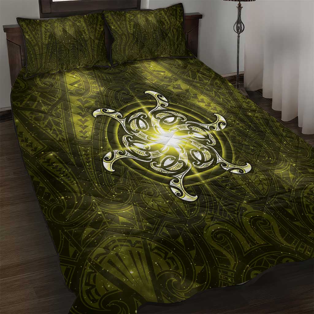 New Zealand Matariki Hiwaiterangi Quilt Bed Set Maori Moko Yellow Galaxy LT05 Yellow - Polynesian Pride