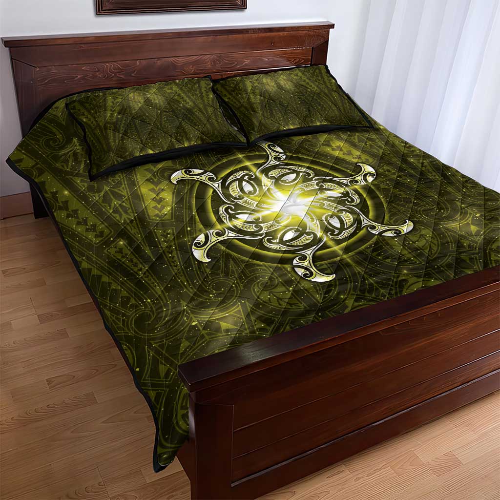 New Zealand Matariki Hiwaiterangi Quilt Bed Set Maori Moko Yellow Galaxy LT05 - Polynesian Pride