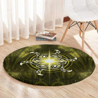 New Zealand Matariki Hiwaiterangi Round Carpet Maori Moko Yellow Galaxy LT05 - Polynesian Pride