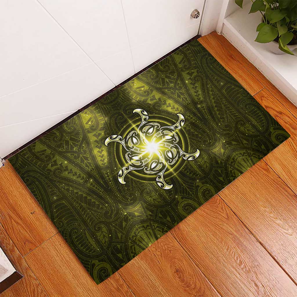 New Zealand Matariki Hiwaiterangi Rubber Doormat Maori Moko Yellow Galaxy LT05 - Polynesian Pride