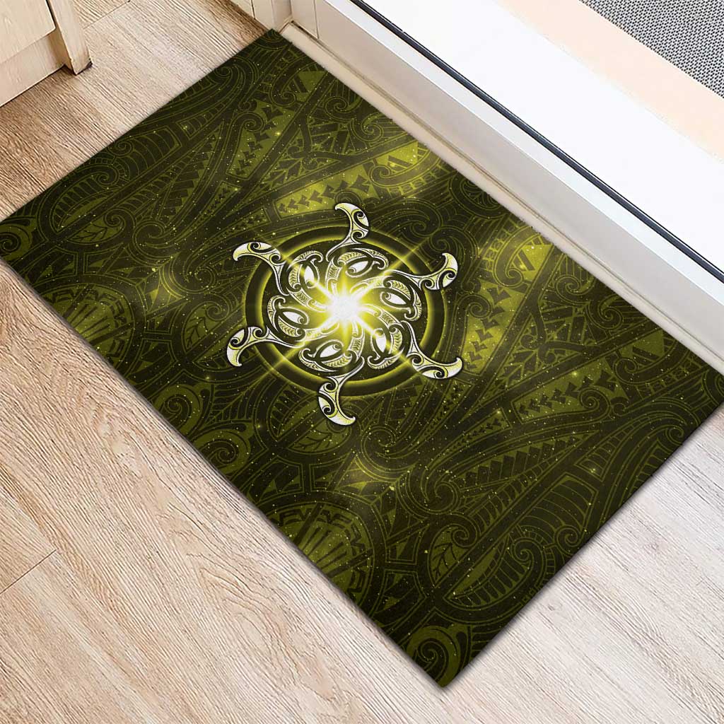 New Zealand Matariki Hiwaiterangi Rubber Doormat Maori Moko Yellow Galaxy LT05 - Polynesian Pride