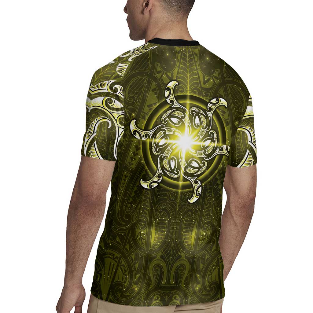 New Zealand Matariki Hiwaiterangi Rugby Jersey Maori Moko Yellow Galaxy LT05 - Polynesian Pride