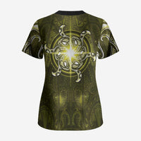 New Zealand Matariki Hiwaiterangi Scrub Top Maori Moko Yellow Galaxy LT05 - Polynesian Pride