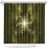New Zealand Matariki Hiwaiterangi Shower Curtain Maori Moko Yellow Galaxy LT05 Yellow - Polynesian Pride