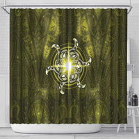 New Zealand Matariki Hiwaiterangi Shower Curtain Maori Moko Yellow Galaxy LT05 - Polynesian Pride