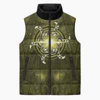 New Zealand Matariki Hiwaiterangi Sleeveless Puffer Jacket Maori Moko Yellow Galaxy LT05 Unisex Yellow - Polynesian Pride