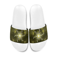 New Zealand Matariki Hiwaiterangi Slide Sandals Maori Moko Yellow Galaxy LT05 Yellow - Polynesian Pride