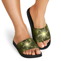 New Zealand Matariki Hiwaiterangi Slide Sandals Maori Moko Yellow Galaxy LT05 - Polynesian Pride