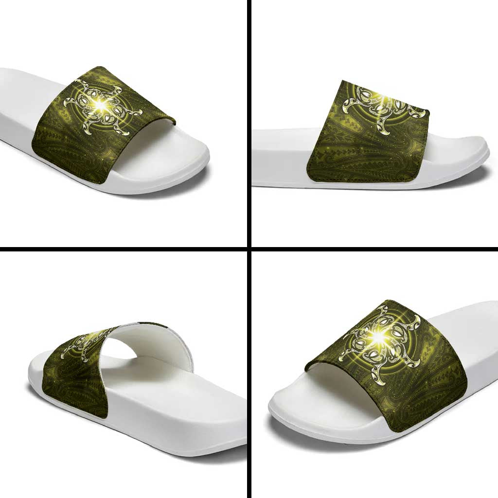 New Zealand Matariki Hiwaiterangi Slide Sandals Maori Moko Yellow Galaxy LT05 - Polynesian Pride