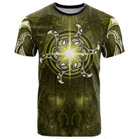 New Zealand Matariki Hiwaiterangi T Shirt Maori Moko Yellow Galaxy LT05 Yellow - Polynesian Pride