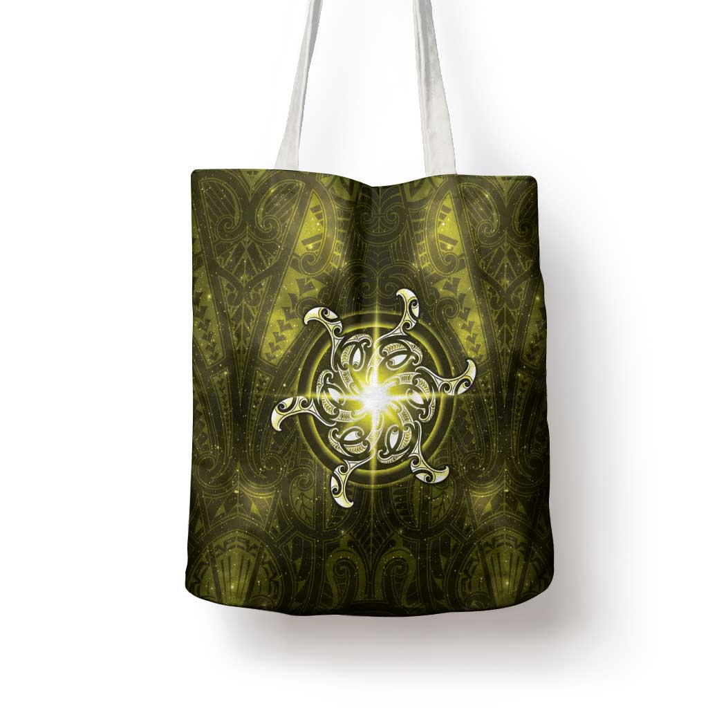 New Zealand Matariki Hiwaiterangi Tote Bag Maori Moko Yellow Galaxy LT05 - Polynesian Pride