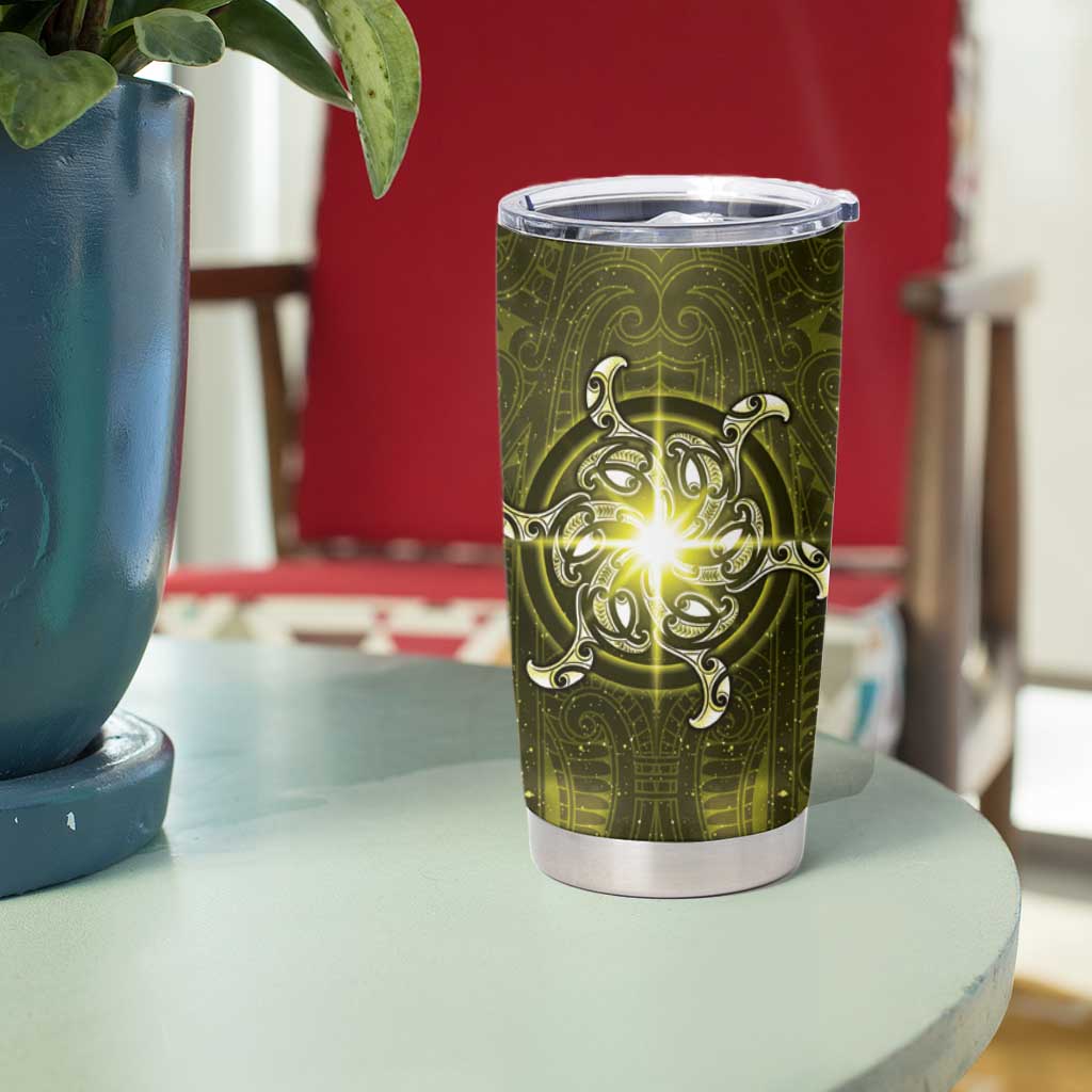 New Zealand Matariki Hiwaiterangi Tumbler Cup Maori Moko Yellow Galaxy LT05 - Polynesian Pride