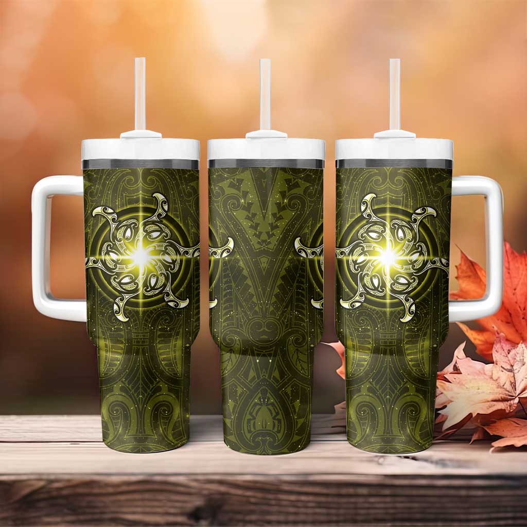 New Zealand Matariki Hiwaiterangi Tumbler With Handle Maori Moko Yellow Galaxy LT05 - Polynesian Pride