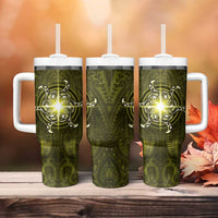 New Zealand Matariki Hiwaiterangi Tumbler With Handle Maori Moko Yellow Galaxy LT05 - Polynesian Pride