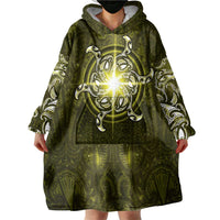 New Zealand Matariki Hiwaiterangi Wearable Blanket Hoodie Maori Moko Yellow Galaxy LT05 - Polynesian Pride